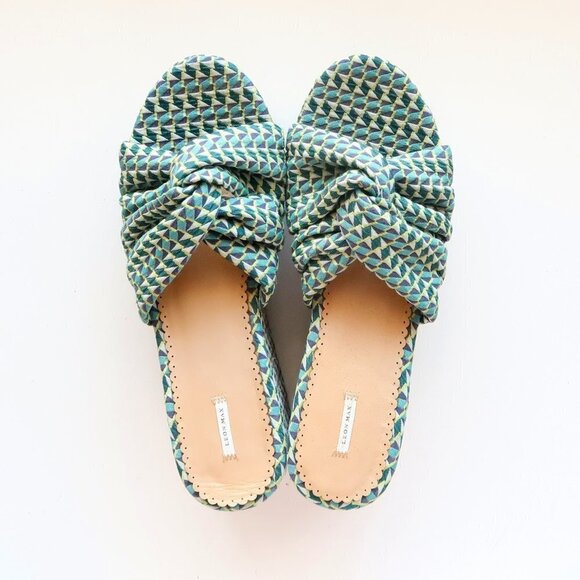 Leon Max Canvas Platform Wedge Slides Mule Sandals Statement Boho Summer Shoes - Picture 4 of 16